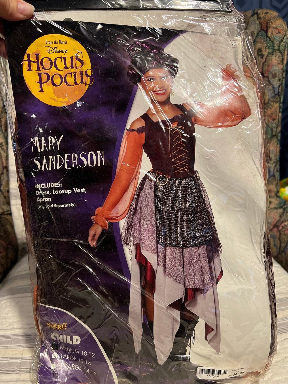 Spirit NOS Disney Hocus Pocus Costume Halloween Mary Sanderson CMed 10-12 No Wig